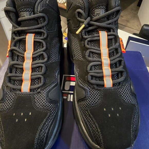 Fila Ranger Boot Mid-Top Suede Shoes Black / Orange 1BM01277-001 Mens Size 10.5 - Picture 4 of 14